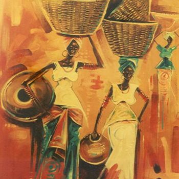Pintura titulada "from the market" por Duduhandsome, Obra de arte original, Oleo