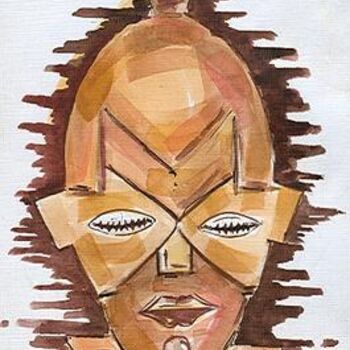 Painting titled "Afro Mask 1" by Duduhandsome, Original Artwork
