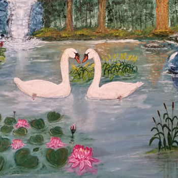 Schilderij getiteld "Der Schwanensee 2017" door Thomas Düssel, Origineel Kunstwerk, Olie