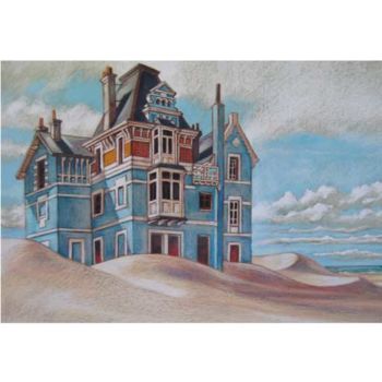 Peinture intitulée "La villa ensablée" par Daniel Duhamel Arrapel, Œuvre d'art originale, Huile