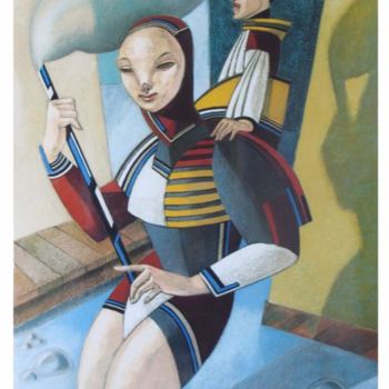 Painting titled "Passeur (avec bulle…" by Daniel Duhamel Arrapel, Original Artwork, Oil