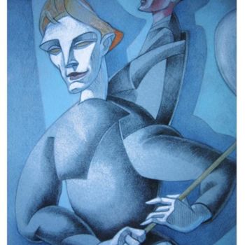 「Passeur bleu」というタイトルの絵画 Daniel Duhamel Arrapelによって, オリジナルのアートワーク, オイル