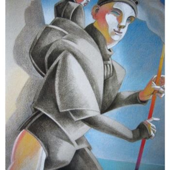 Peinture intitulée "Passeur (aux lunett…" par Daniel Duhamel Arrapel, Œuvre d'art originale, Huile