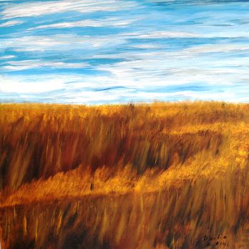 Painting titled "grain fields" by Duilio, Original Artwork, Oil