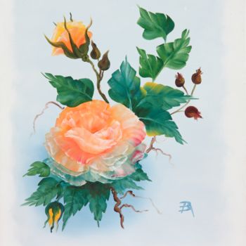 Painting titled "the roses" by Alois Baumgartner, Original Artwork, Oil