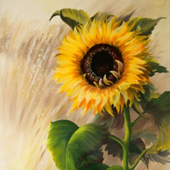 Painting titled "Sonnenblume" by Alois Baumgartner, Original Artwork, Oil