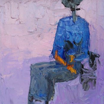 Peinture intitulée "Blue Black Lady" par Duke Asidere, Œuvre d'art originale, Acrylique