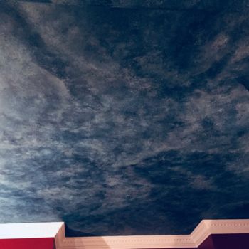 Malerei mit dem Titel "Night sky ceiling" von Irena Dukule, Original-Kunstwerk, Architektur
