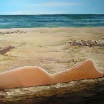 Malerei mit dem Titel "Wasaga Beach" von Irena Dukule, Original-Kunstwerk, Öl