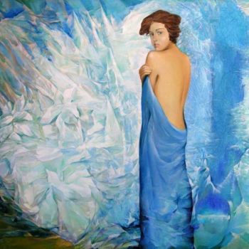 Painting titled "Blue" by Irena Dukule, Original Artwork, Oil