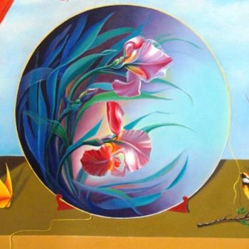 Pintura intitulada "Iris na porcelana-D…" por Dulce Atelier, Obras de arte originais