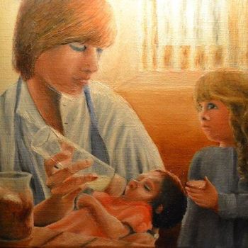 Pintura titulada "La femme et l'enfant" por Dumamar, Obra de arte original