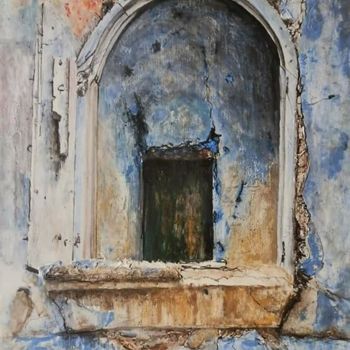 Pintura titulada "ventana-en-azules.j…" por Ara Varea, Obra de arte original