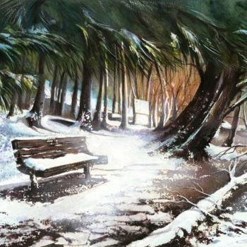 Schilderij getiteld "Winter-moments-2.jpg" door Dumitru Barliga, Origineel Kunstwerk, Olie