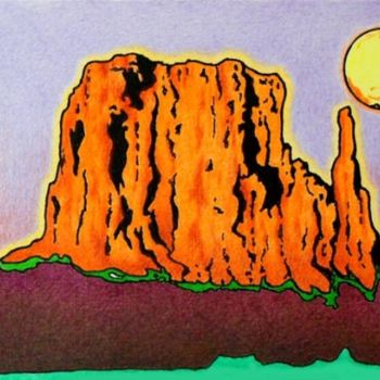 Drawing titled "Arizona Sunset" by John Hudson Hawke, Original Artwork