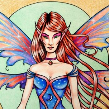 Disegno intitolato "Fairy Queen" da John Hudson Hawke, Opera d'arte originale