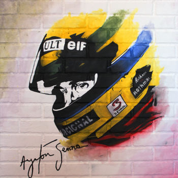 Pittura intitolato "Tributo Ayrton Senna" da Dunckill, Opera d'arte originale, Inchiostro