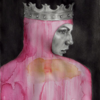 Disegno intitolato "King" da Dunja Jung, Opera d'arte originale, Carbone