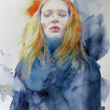 "Blue coat" başlıklı Tablo Dunja Jung tarafından, Orijinal sanat, Suluboya
