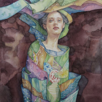 Картина под названием "Layers of Life" - Dunja Jung, Подлинное произведение искусства, Акварель