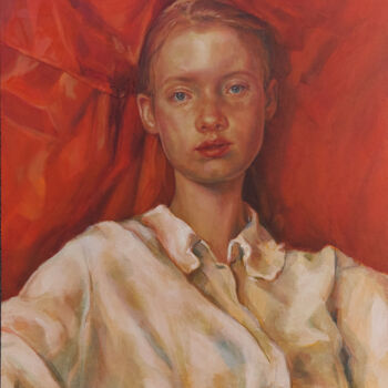 Ζωγραφική με τίτλο "Red embrace" από Dunja Jung, Αυθεντικά έργα τέχνης, Λάδι