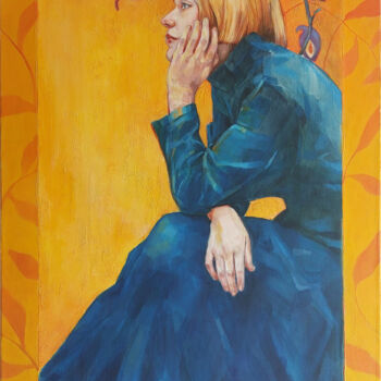 Painting titled "In Orange garden" by Dunja Jung, Original Artwork, Oil