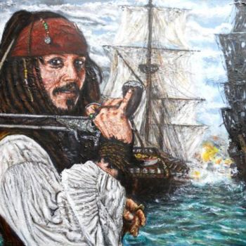 Painting titled "jack sparrow" by Frederic Dupain, Original Artwork, Oil