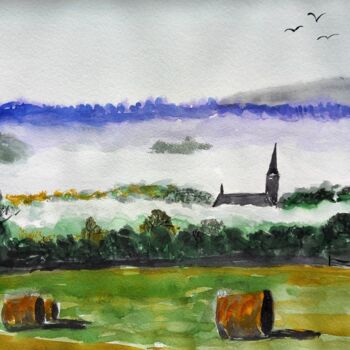 Painting titled "Brume" by Dupicard, Original Artwork, Watercolor