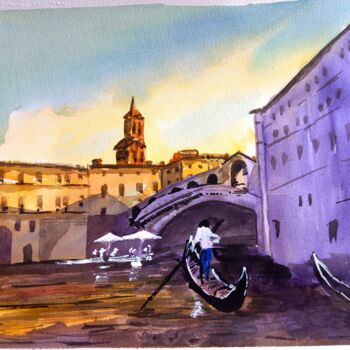 Painting titled "O sole mio" by Dupicard, Original Artwork, Watercolor