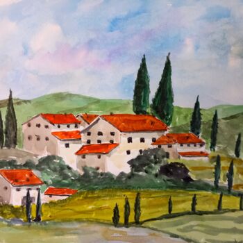Malerei mit dem Titel "Toscana" von Dupicard, Original-Kunstwerk, Aquarell