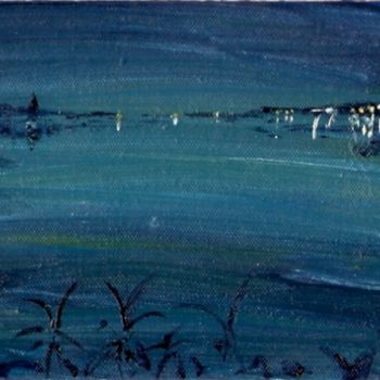 Painting titled "Reflets nocturnes" by Denis Dupon, Original Artwork, Oil