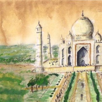 Painting titled "Le Taj-Mahal" by Denis Dupon, Original Artwork, Oil
