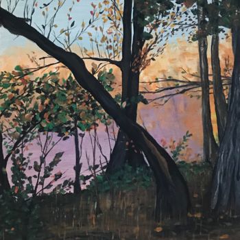 Картина под названием "Осенний день" - Максим, Подлинное произведение искусства, Акрил Установлен на Деревянная рама для нос…