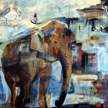 Peinture intitulée "Elephant" par Gérard Dupuch, Œuvre d'art originale, Huile
