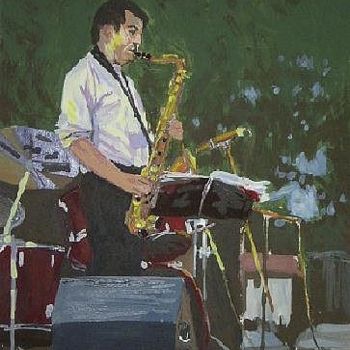 Peinture intitulée "Saxophoniste" par Gérard Dupuch, Œuvre d'art originale, Huile