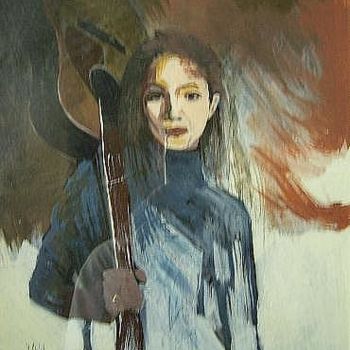 Painting titled "Guitare" by Gérard Dupuch, Original Artwork, Oil