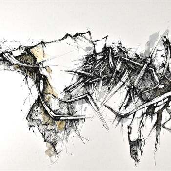 Drawing titled "entrelacs 1" by Alain Durand, Original Artwork, Ink