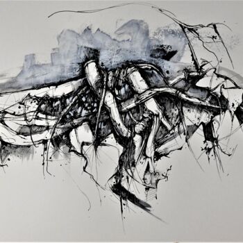 Рисунок под названием "entrelacs 2" - Alain Durand, Подлинное произведение искусства, Чернила