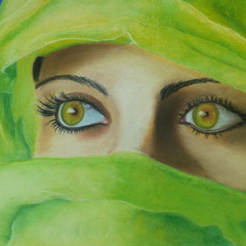 Painting titled "Anjali" by Andre Durier, Original Artwork, Pastel Mounted on Cardboard