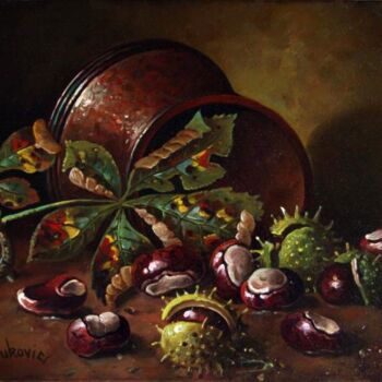 Painting titled "chestnuts" by Dusan Vukovic, Original Artwork, Oil