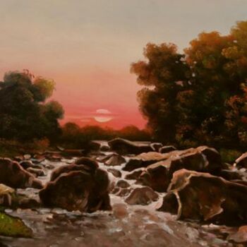 Painting titled "sunset" by Dusan Vukovic, Original Artwork, Oil