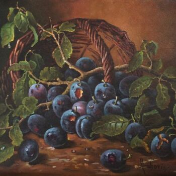 Painting titled "plums" by Dusan Vukovic, Original Artwork, Oil
