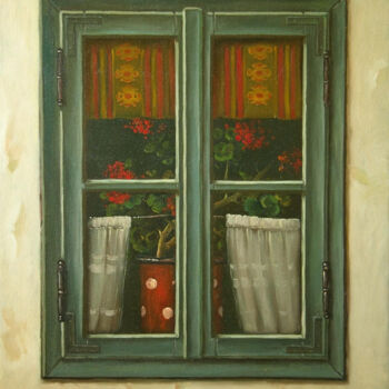 Pittura intitolato "window" da Dusan Vukovic, Opera d'arte originale, Olio