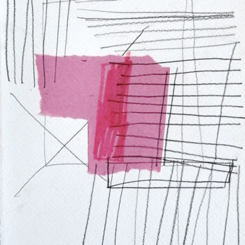 Рисунок под названием "Pink square" - Dusan Stosic, Подлинное произведение искусства, Карандаш