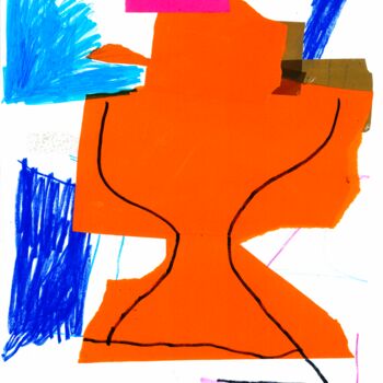 Colagens intitulada "Orange space for us" por Dusan Stosic, Obras de arte originais, Colagens