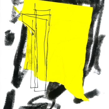 Collages getiteld "A piece of yellow" door Dusan Stosic, Origineel Kunstwerk, Tempera