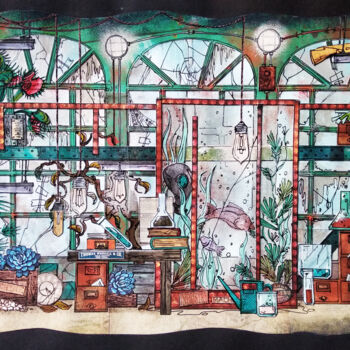 Collages intitolato "Glasshouse" da Dusd Art, Opera d'arte originale, Tempera