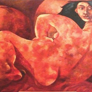 Peinture intitulée "odalique aux oranges" par Geoffroy Dussart, Œuvre d'art originale