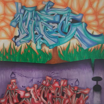 Painting titled "Life against addict…" by Dustin Wolfgramm, Original Artwork, Marker