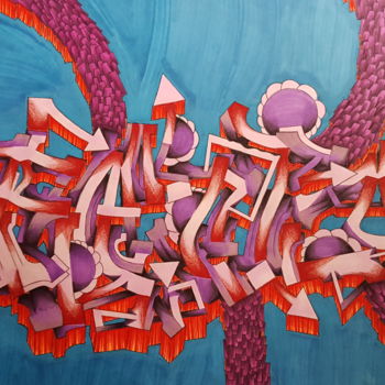 Painting titled "Graffiti Ratio-Art" by Dustin Wolfgramm, Original Artwork, Marker